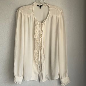 Paige, white, 100% silk blouse. Size L